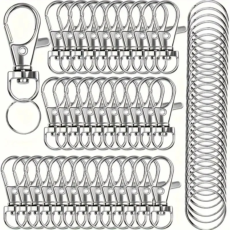 25x Karabinerhaken mit 25x Schlüsselring – Schlüsselanhänger Set