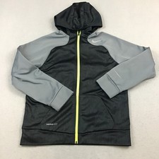 Nike Hoodie Boys Extra Large Black Gray Solid Therma Fit Full Zip Basketball XL