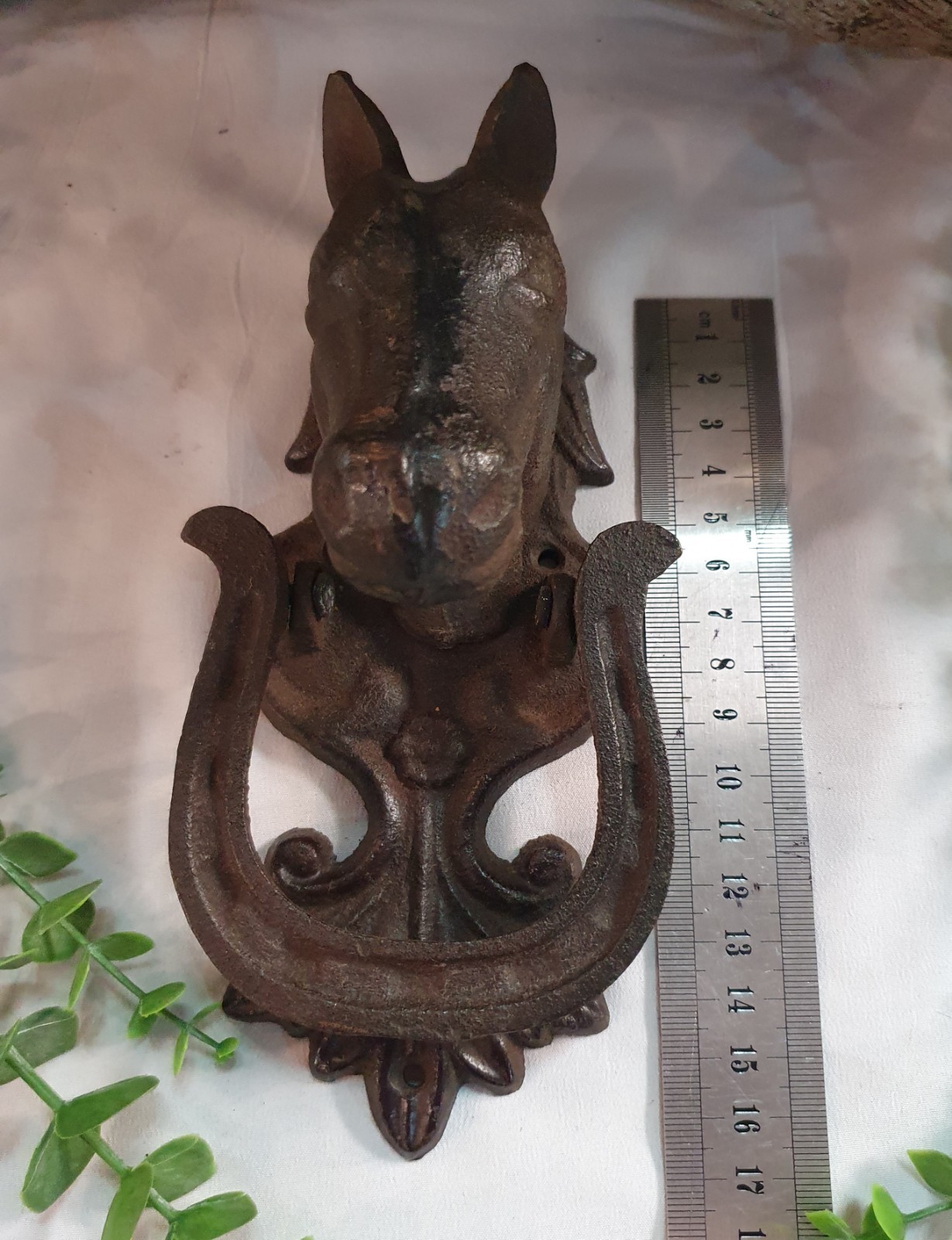 Cast Iron Horse Head & Horseshoe Door Knocker - equestrian, rustic farmhouse