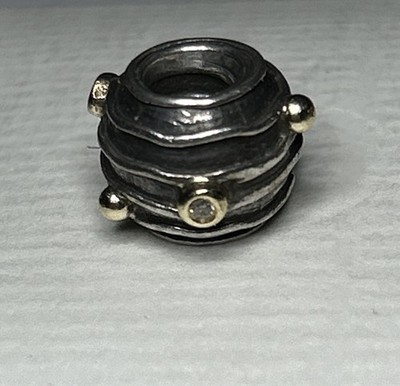 Authentisch & Selten Pandora   14K GOLD & DIAMANT RIPPLE TWINKLE CHARM 790209D
