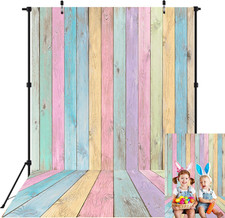 5X7FT Colorful Wood Backdrop Pastel Wood Spring Easter Photography Background Ru