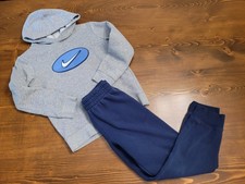 Boys NIKE size 7 Blue Gray Navy Sweatsuit Sweatpants  Hoodie Set