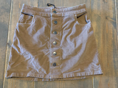 Express Women's Brown Corduroy Button Front Straight Skirt Size