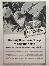 Wrigley's Chewing Gum Browning M1917A1 Water Jacketed Gun Vintage Print Ad 1943