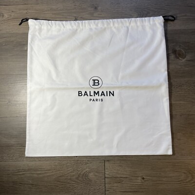 Balmain Paris Circle B White Logo Dust Bag Storage Cover Drawstring Bag 19x19.5 