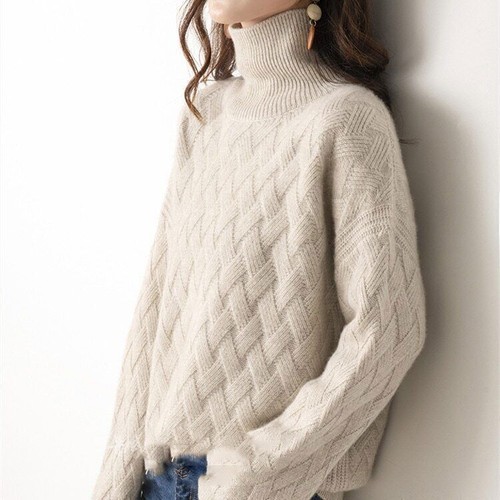 Maglione donna collo alto autunno e inverno maglione pigro sciolto e spesso - Foto 2 di 9