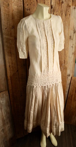 Vintage Antique Style Nancy Johnson Drop Waist Lace Dress Size 4