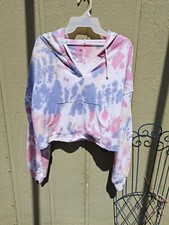SO Lounge Life Crop Hoodie Tie Dye Cloud Medium W04