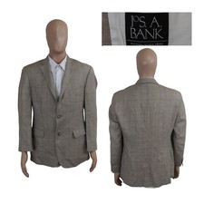 Jos A Bank Executive Tailored Fit 2 Button Linen Wool Silk Brown Sport Coat 41R