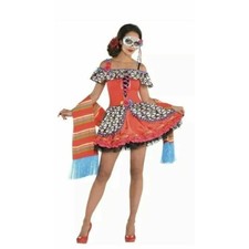 "SE ORA SUGAR SKULL 3 PCS ADULT HALLOWEEN COSPLAY COSTUME DRESSUP OUTFIT S NWT