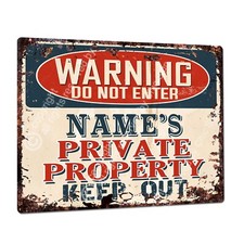 PP4252 WARNING NAME'S Private Property Custom Personalized Sign Decor Funny Gift