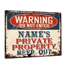 PP4252 WARNING NAME'S Private Property Custom Personalized Sign Decor Funny Gift
