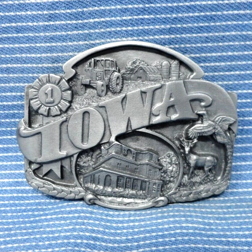 Fivela de cinto Iowa 29º estado agricultura vida selvagem vintage anos 90 Siskiyou .TWY930 - Imagem 2 de 4