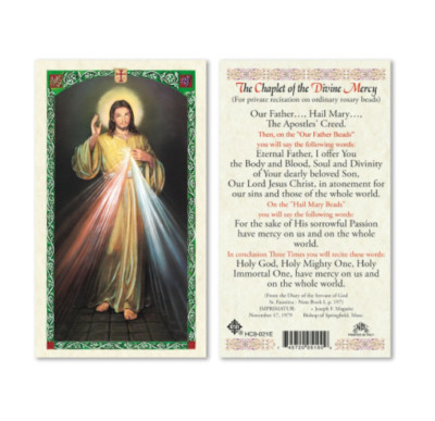 Divine Mercy with the Chaplet of Divine Mercy - Paperstock Holy Card HC9-021ENL