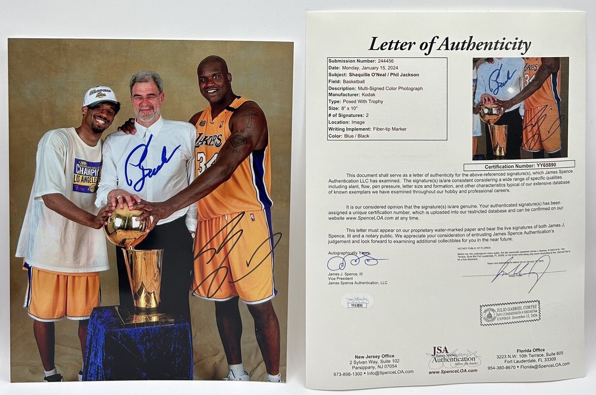 Phil Jackson & Shaquille O'Neal Signed 8x10 Photo Lakers Finals