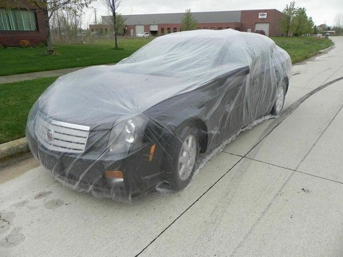 Clear Plastic Temporary Universal Disposable Car Cover Rain Dust Garage Cover - Picture 7 of 8