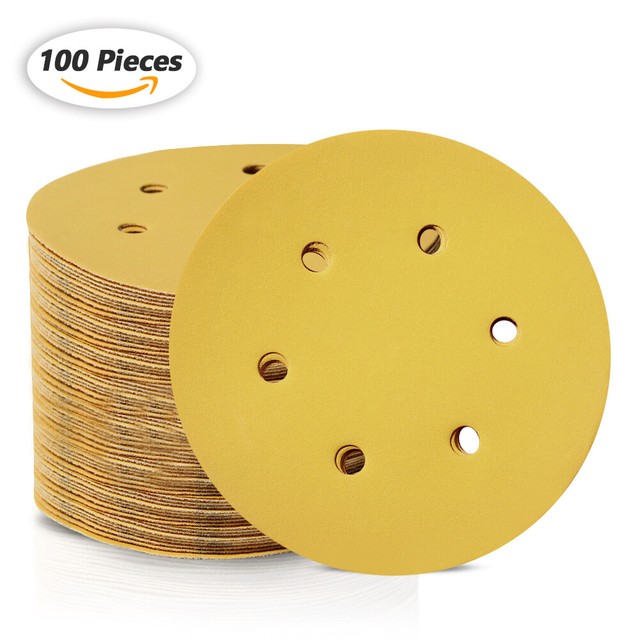Sanding Discs Yellow Sandpaper 6 Inches 100 Pcs 800 Grit 6 Hole Hook and Loop eBay