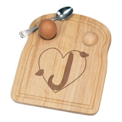 Buchstabe J Herz Alphabet Frühstück Dippy Eierbecher Brett Valentinstag Liebe