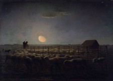 Jean-Francois Millet - The Sheepfold, Moonlight Giclee Art Print on Canvas 48"