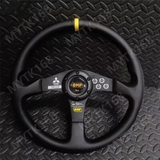 14inch Real Leather Racing Steering Wheel 340mm Flat Universal Jdm Omp 14inch Real Leather Racing Steering Wheel 340mm Flat Universal Jdm Omp