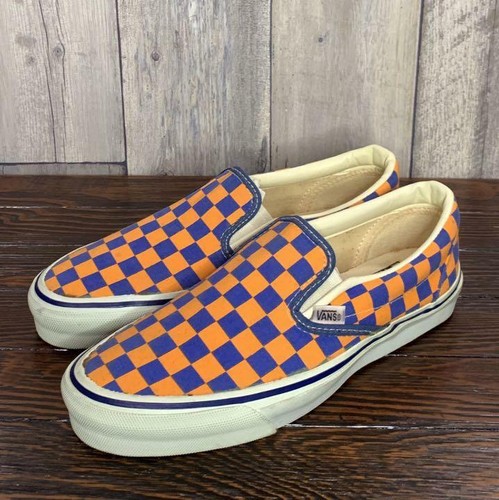 orange and blue checkered vans