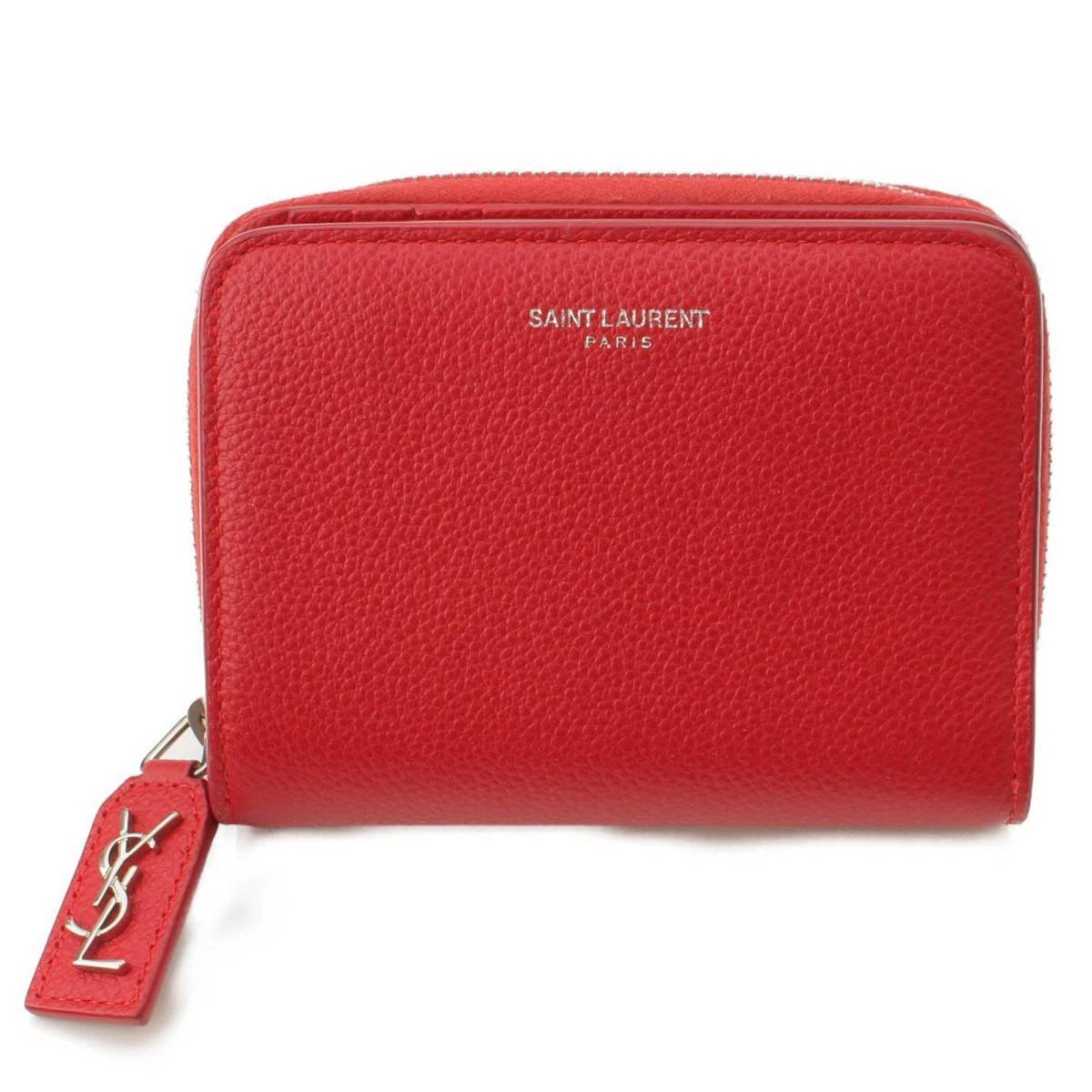 Auth SAINT LAURENT Leather Compact Wallet Bifold Wallet GUE414661 Red  (181416