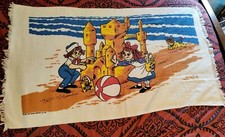 Large Vtg 1980 Beach Towel Raggedy Ann and Andy 32x57 Inches