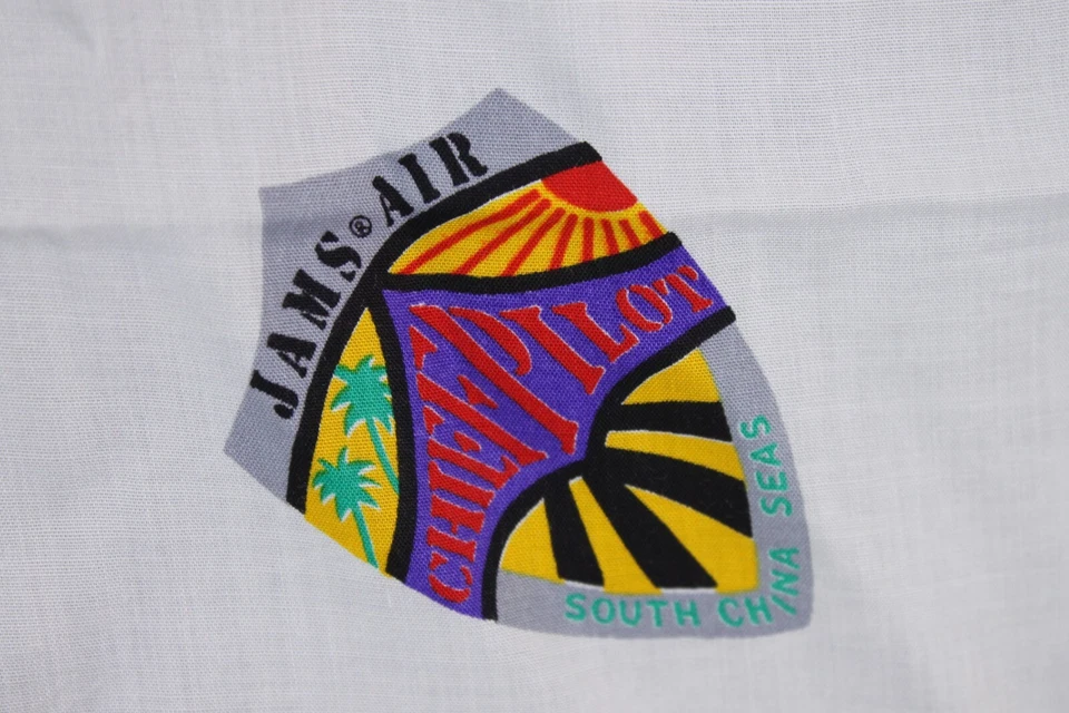 Vtg Jams Fabric Jam's Life Guard Air Rescue Logos Pilot Flying Airplane 60" x 42 - Image 3 of 4