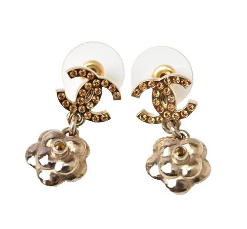 CHANEL Earring COCO Mark gold Plated Gold Square 18.5g Women | eBay
