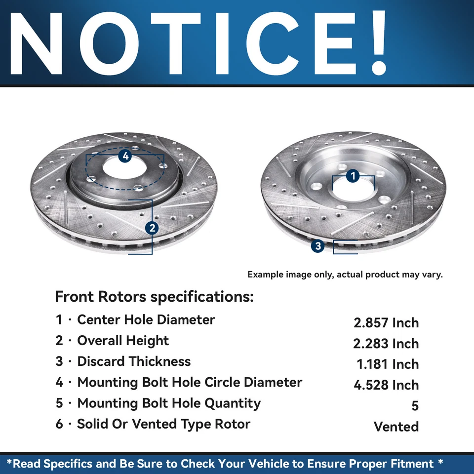 Front Rear Drilled Rotors Ceramic Brake Pads for 300 Charger Challenger Magnum - Image 3 of 4