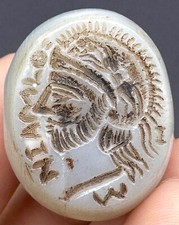 Very rare genuine ancient Roman king portrait intaglio agate bead