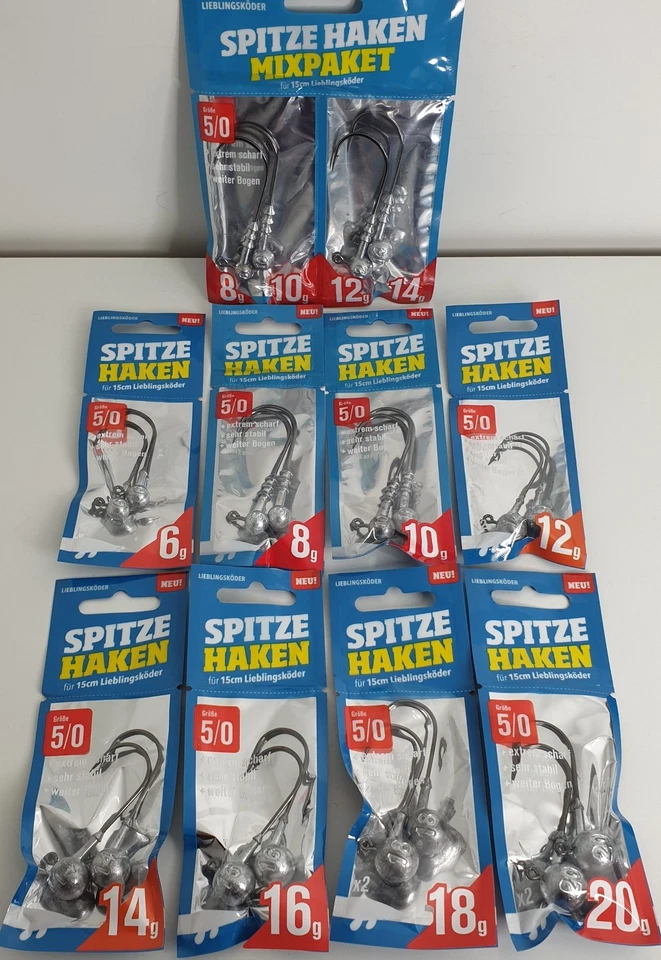 Lieblingsköder Spitze Haken Größe 5/0 6g 8g 10g 12g 14g 16g 18g 20g Mixpaket