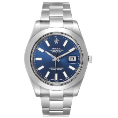 Rolex Datejust II 41mm RARE Blue Luminescent SS Oyster Bracelet 116300