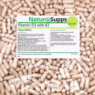Vitamin D3 K2 Capsules - Vitamin D 4000IU - NaturSupps