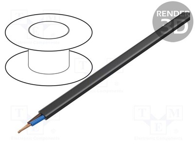 100m  flat  OMY  stranded Wire  Cu  300V  black  PVC Stromleitung  Class: 5 
