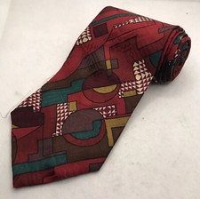 Italian Collection Tie Red Abstract Art Print Italian Silk