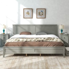 Solid Wood Platform Bed Frames with Headboard  Footboard Full/Queen/King Size