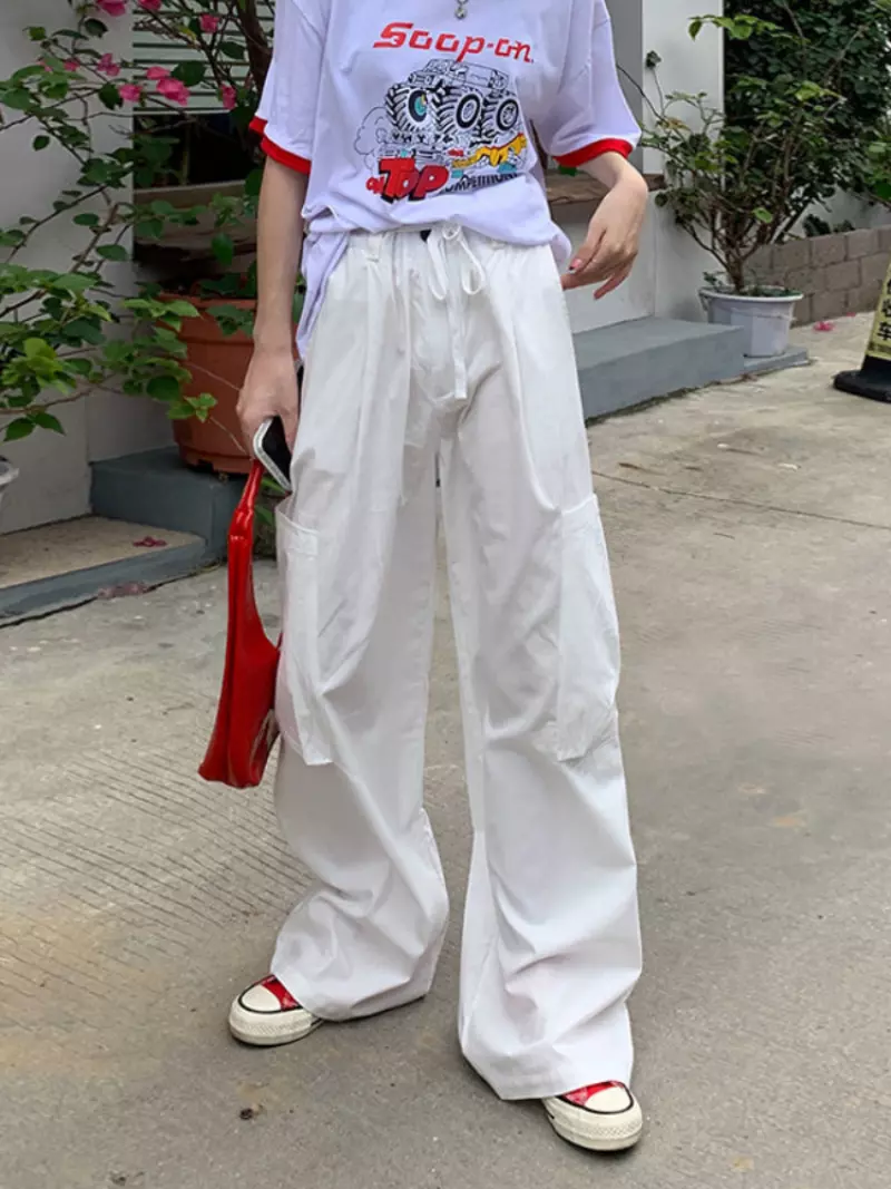 2023 Femal Punk Parachute Pants Women Cargo Trousers Female Jogging Sweatpants