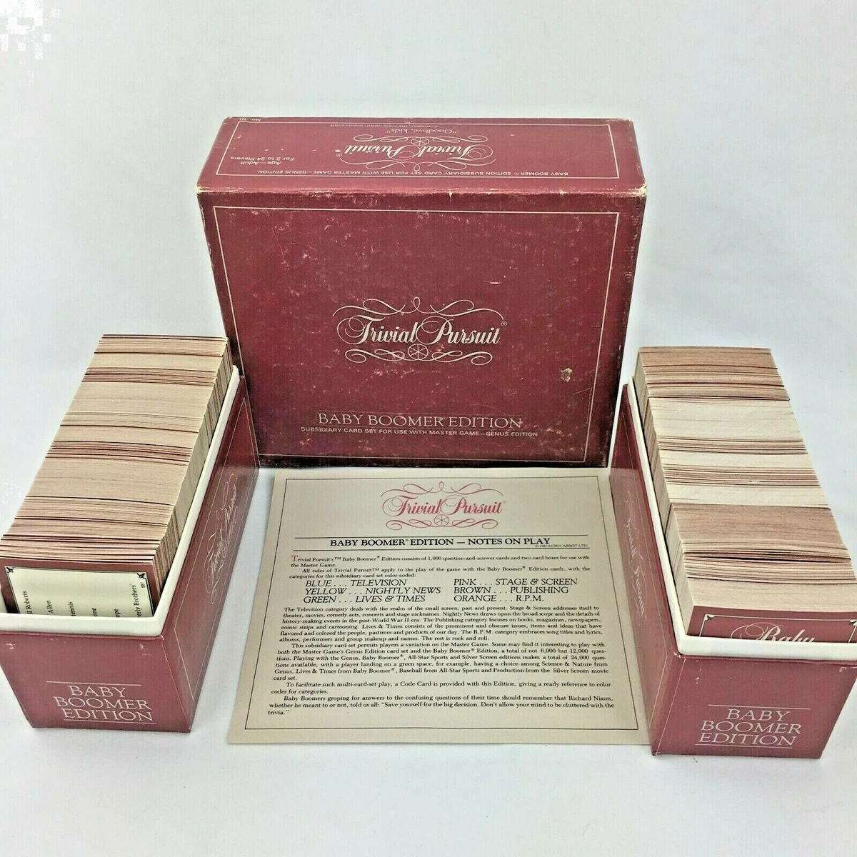 Trivial Pursuit Baby Boomer Edition No.10 Subsidiary Card Set for