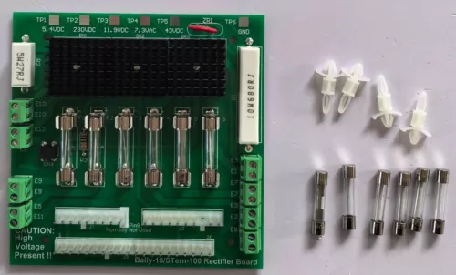 Rectifier Board for Early Bally/Stern Pinball Machine Games - Solderless