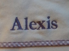 Pottery Barn Kids Hooded Kids Nursery Monogramed ALEXIS Purple Checked New