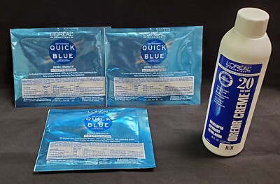 #ad L#x27;Oreal Quick Blue Powder Bleach Extra Strength 1 oz 3 Pack w 20 Volume 8 oz $16.99