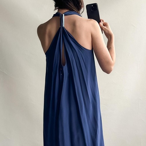 Vestido Maison Margiela Vintage Años 00 Azul Seda con Acentos Acrílicos s/m - Imagen 3 de 7