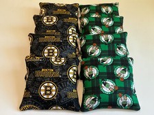BOSTON CELTICS BRUINS CORNHOLE BEAN BAGS SET OF 8 REGULATION BAG TOSS GAME