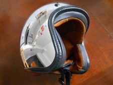 Casco Jet cromato con visierino + vis.bubble  ,taglia  L- custom-Harley- scooter