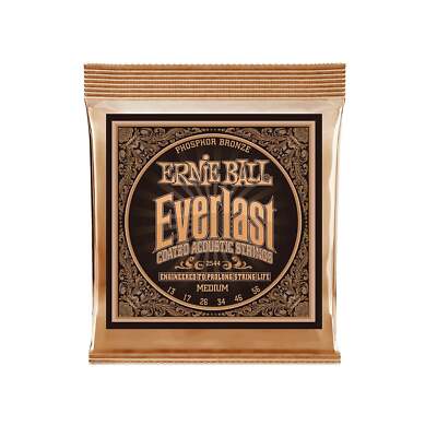 Ernie Ball 2544 Everlast Coated Phosphor Bronze Acoustic Guitar Strings, Medium,