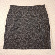 LOFT Plus Leopard Print Pencil Skirt Gray Black Women's Size 18 Knee Length