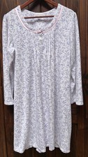 Miss Elaine Women's XL Purple Leaf Pattern Pink Satin Ribbon Trim Nightgown