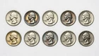 Silver Washington Quarters - Lot of 10 (in Flips) - Random Years 1932-1964 Circ