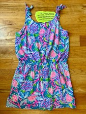 Lilly Pulitzer Girls Sundari Romper Maldives Turtle Waves XL 12/14